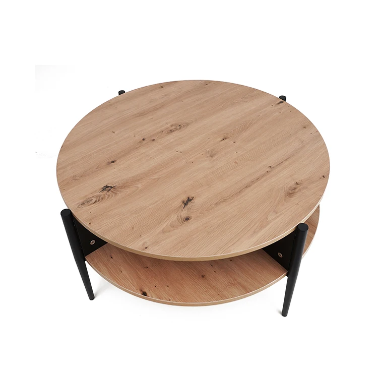 Nordic Wooden Coffee Table with Drawer Round Shaped Living Room Tea Table Melamine Coffee Tea Table