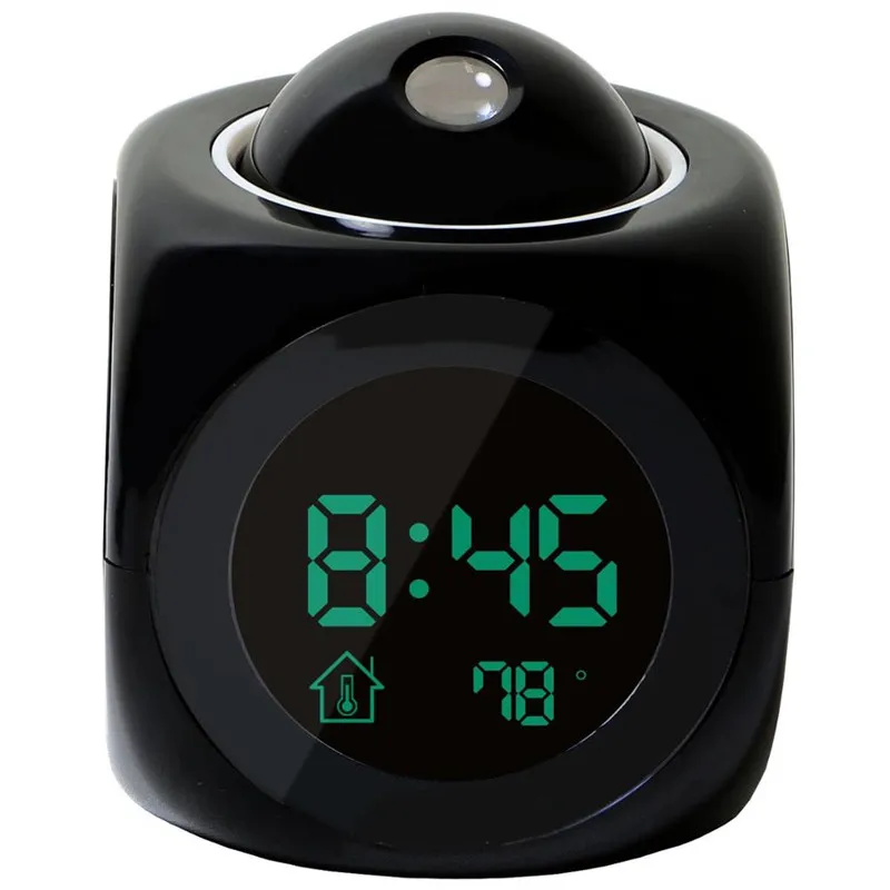 Digital Alarm Clock LED Projector Temperature Thermometer Desk Time Date Display Projection Calendar USB Charger Table Clock