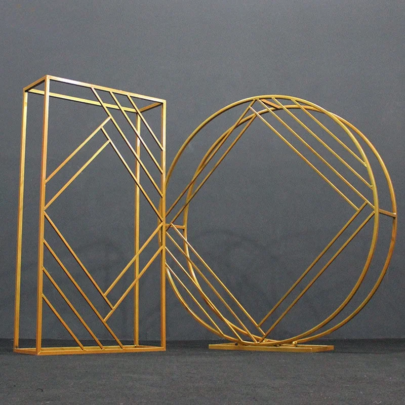 2020 новый дизайн свадьбы оптом Золотой металлический фон стойка свод фон