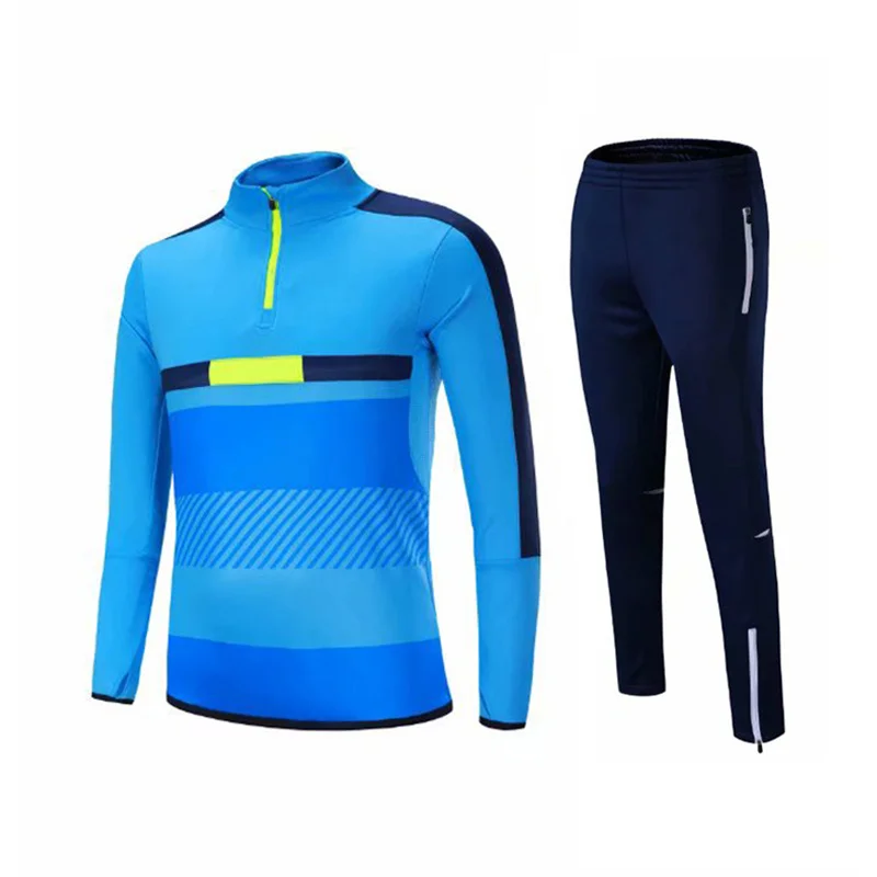 
2021 Custom Two Piece Men Joggers Suits Set Zip Up Set Sweatsuit Tracksuits for man football running track suit for kid 