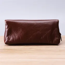 MUXIANG Genuine Leather Brown Color Single Tobacco Pipe Pouch Pipe Accessories Storage Bag