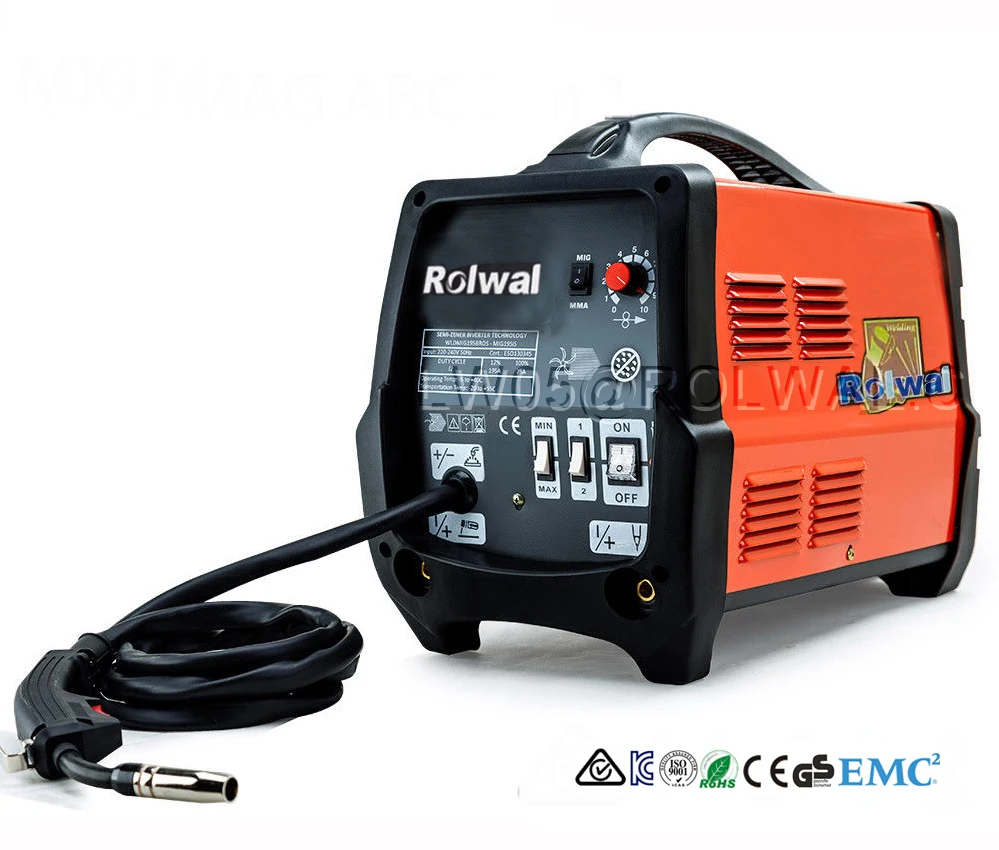 Rolwal MIG-100P типа для сварки MIG/MAG/MMA сварочный аппарат трансформатор 100Amp поток DC газа Gasless 110/220V инверсор Maquina Solda MIG