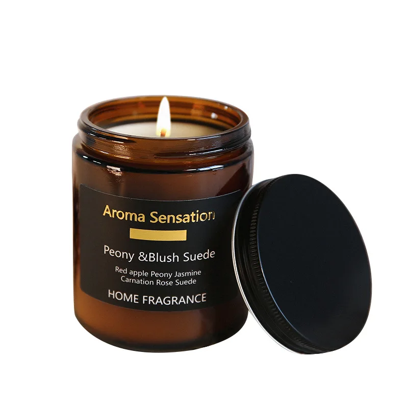 
Wholesale Interior Decoration Amber Luxury Private Label Candle Glass Jar Scented Candles 