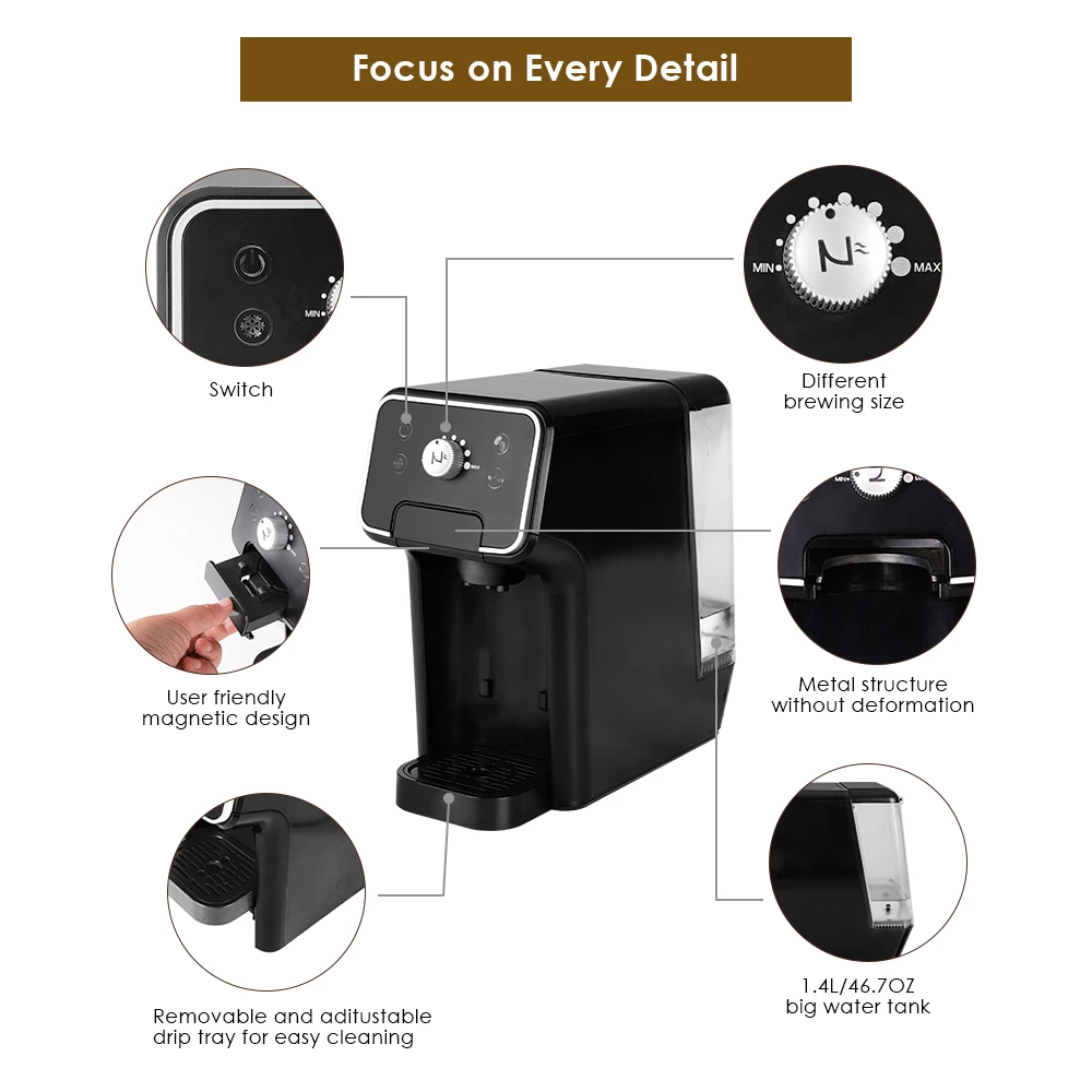 Hot selling New Style multiple 5 in-1 Automatic Espresso Coffee Machine Coffee Capsule Machine