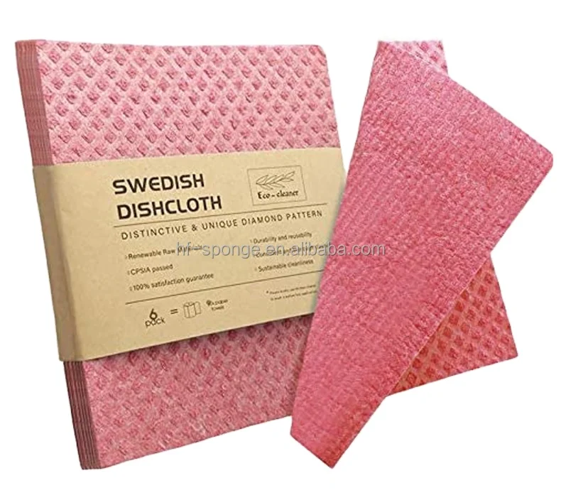 Factory Customized biodegradable colorized Pure color cellulose sponge cloth swedish dish cloth