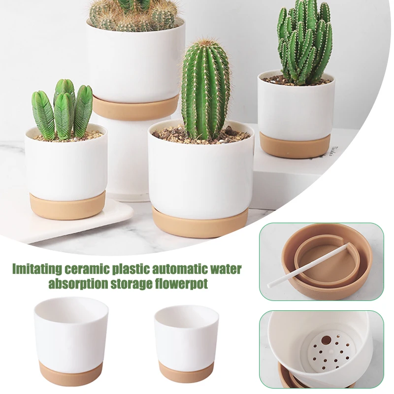 Fanxing-C Self Watering Succulent Plant Pot Double-layer Succulent Green Dill Small Green PlantFlowerpot Home Decoration