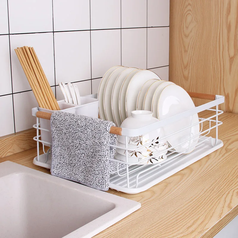 Stainless steel white black shelf Multi-functional drain dish rack for kitchen table top