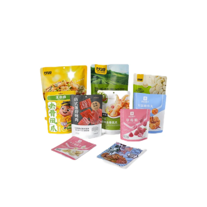 ECO Friendly  Food  Packaging Bag Doypack  Flat Bottom Handle Hole Easy Peel For Pea