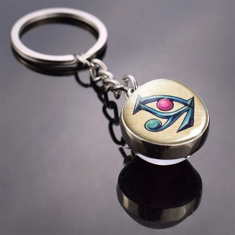 Ancient Egypt Pharaoh Key Chains Ancient Egypt Anubis Doubleside Glass Ball Keychain Pendant Jewelry for Archaeologist Gifts