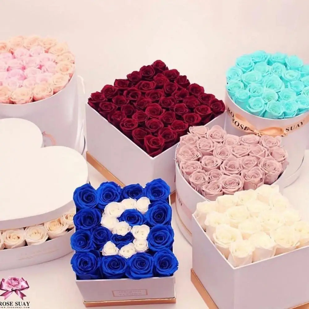 Wholesale Birthday gift forever rose flower eternal preserved rose in gift flower box