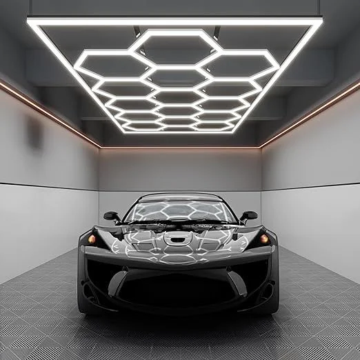 Fast delivery Dropshipping led hexagon garage lighting Custom hexagonal led light for Auto Detail Shop