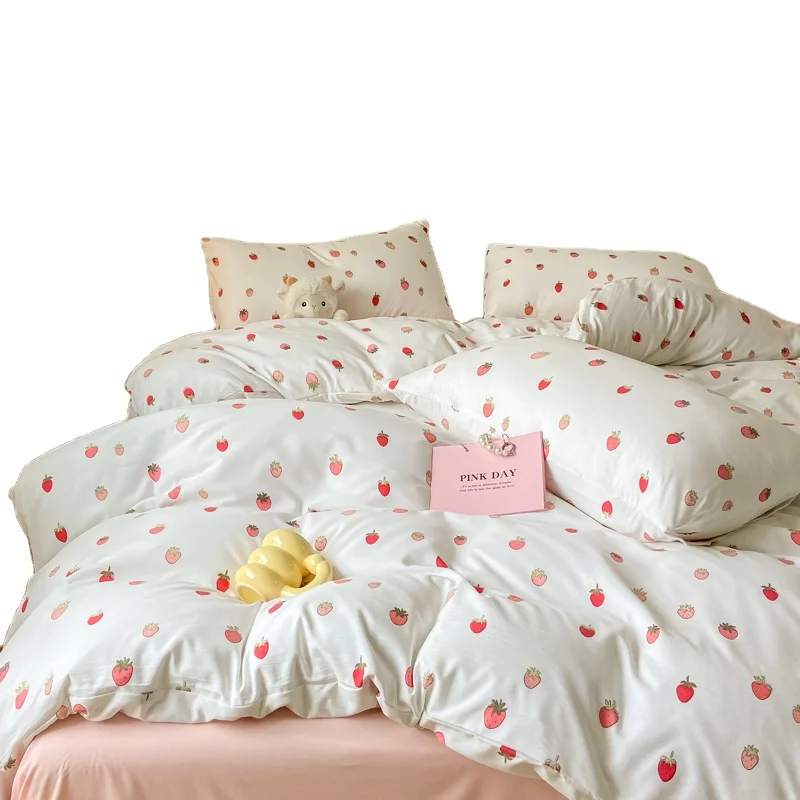 Home textile beautiful bedding cover 100% polyester washed faux linen flax fiber microfiber bed sheet duvet+cover+set