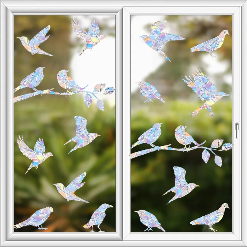 Suncatcher Colorful Window Sticker Suncatcher Rainbow Prism Butterfly Static Glass Sticker Anti collision Window Sticker