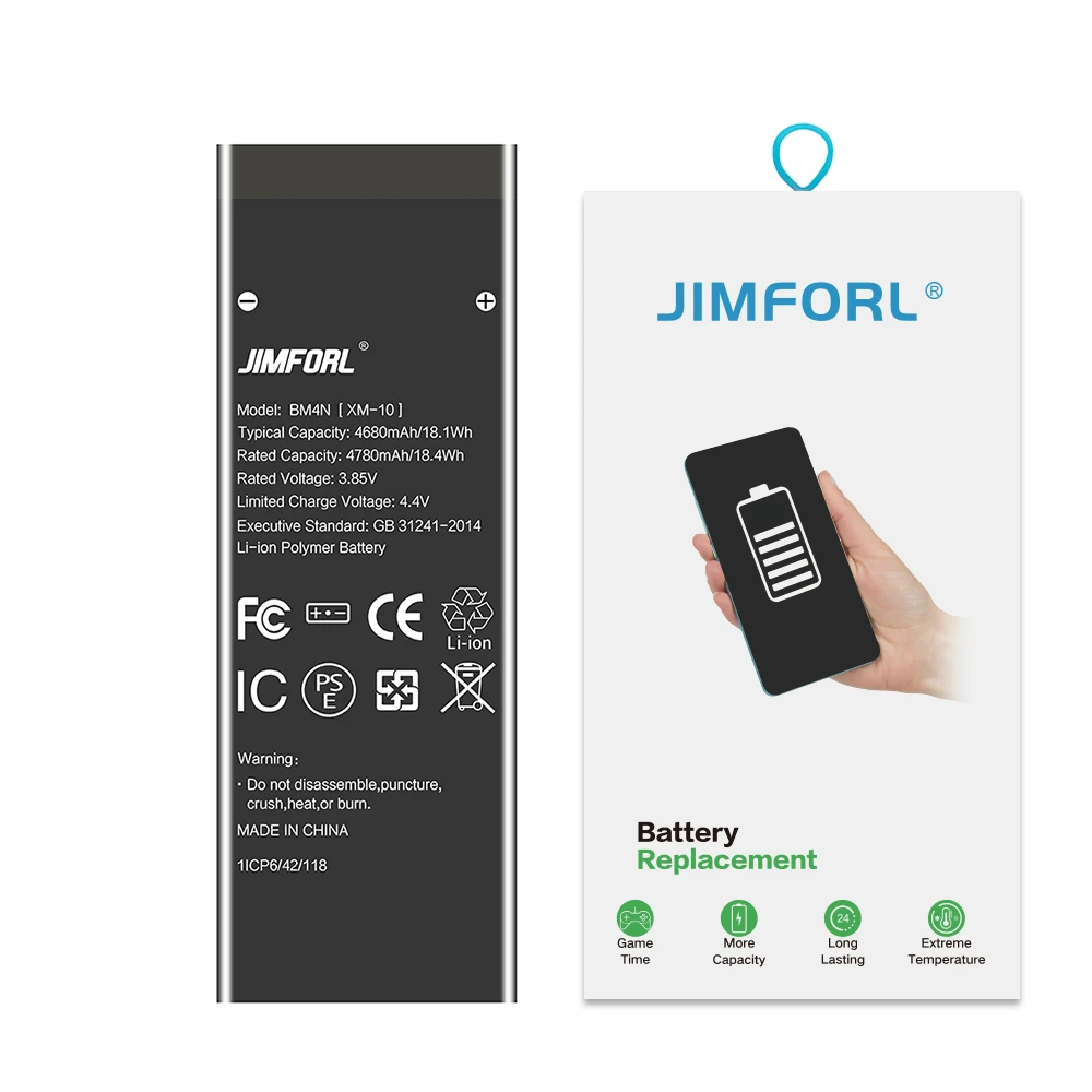 Full Capacity Quick Charge Compatible Mobile Phone Battery for Xiaomi 10 Battery BM4N 4780mAh rechargeable lithium