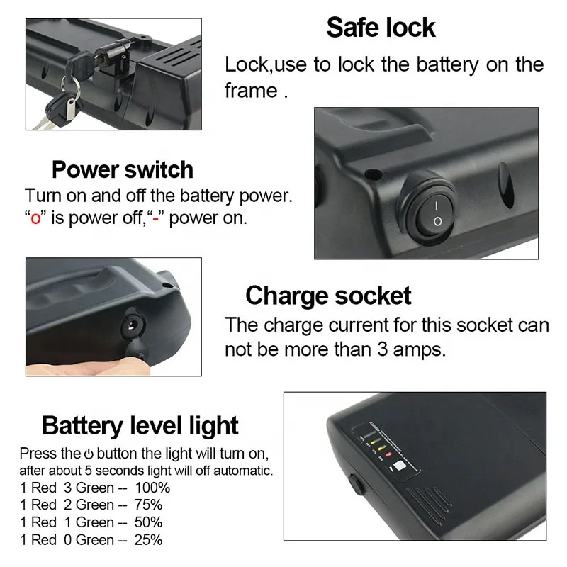 
Rear Rack Rechargeable Replacement Electric Bicycle Akku Lithium Li-ion Ebike Battery 36V 11.6Ah 12.8Ah 13.6Ah 14Ah 