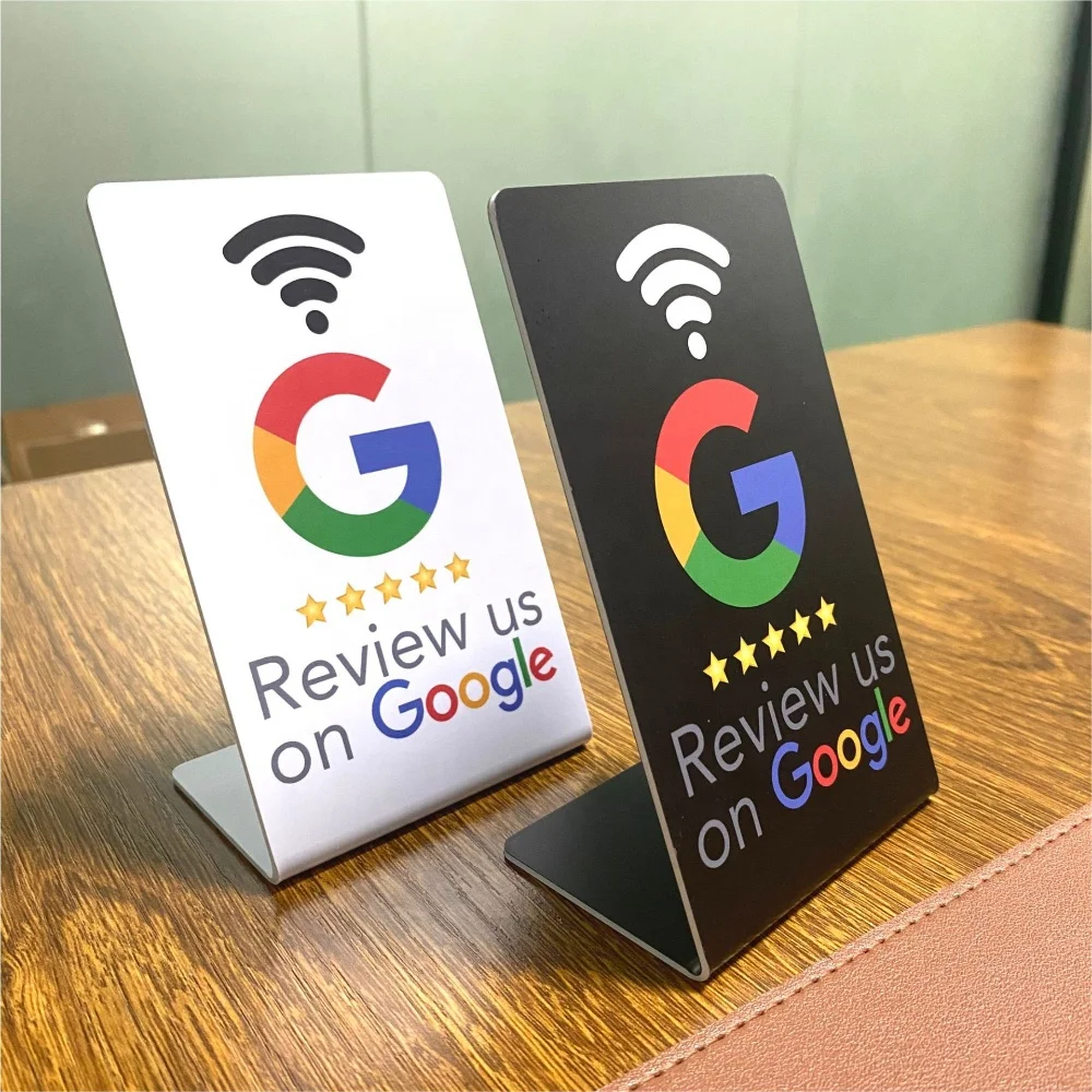 Custom INTAG 213 NTAG 215 Chip PVC NFC Review Card Review US On Google NFC Stand Display