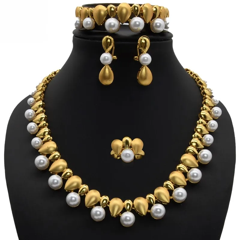 Special Low Price 24K Dubai Gold Plated Jewelry Set Classic Style Brass Wedding  Gift