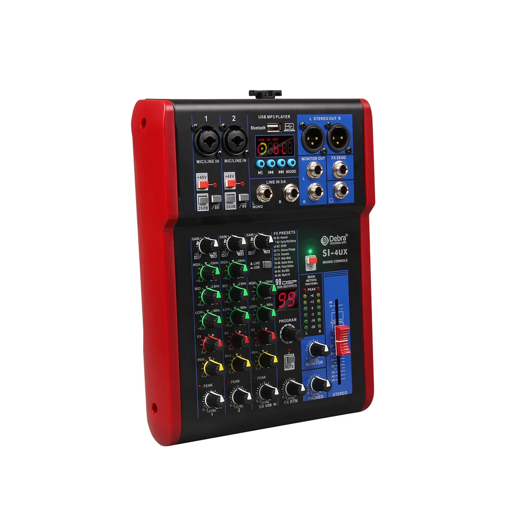 Professional Audio 4-Channel Mixer Audio Interface DJ Console Mixing Controller for karaoke PC recording