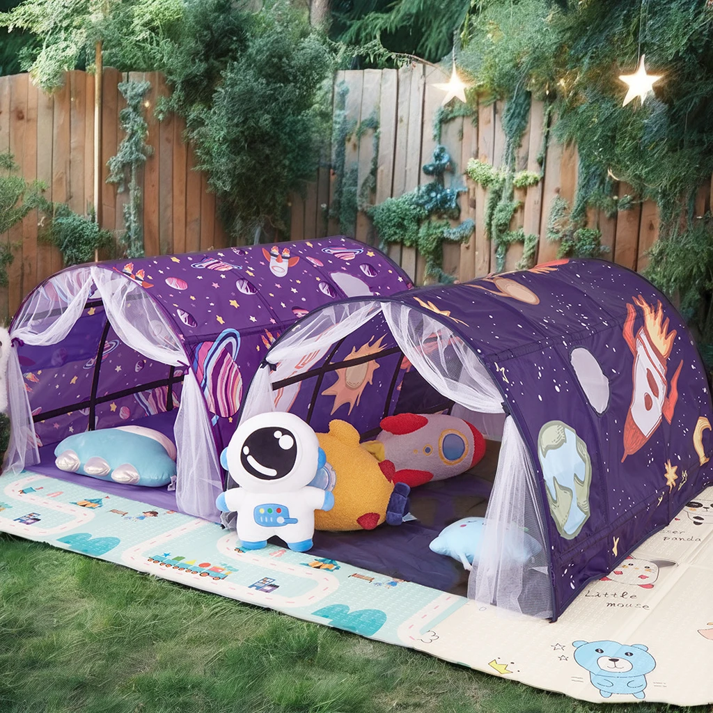 New Indoor children play tent with Sunshade Tunnel and Tent for Camping Household Game Aluminum Pole for Outdoor Fun