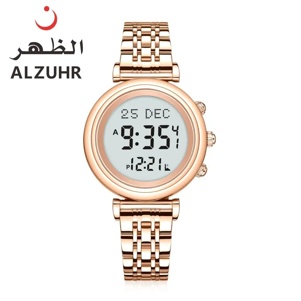 Al Fajr Azan Digital Ladies Islamic Watch Muslim Prayer Time Azan Qibla Black Color Relojes Watches ALZUHR506