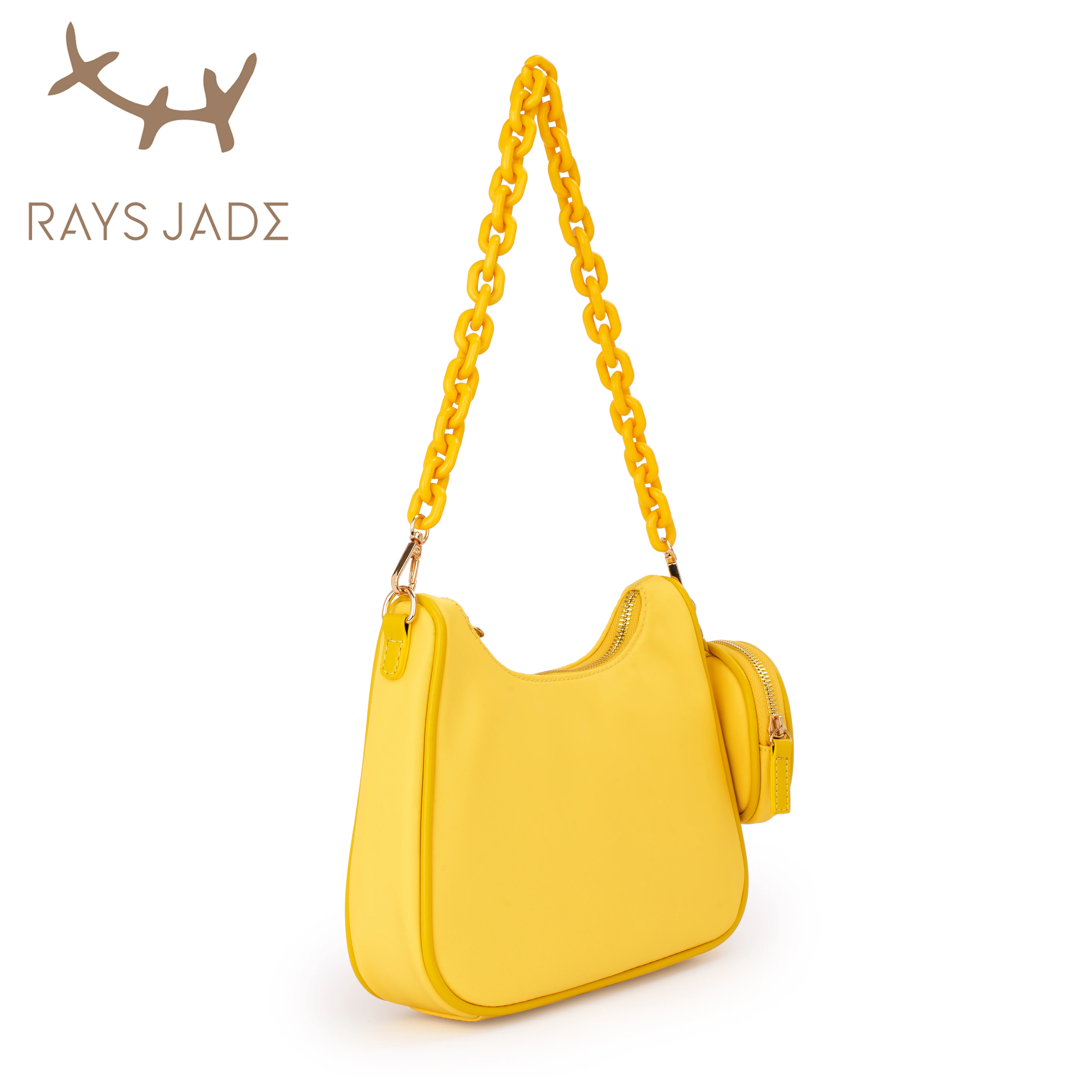 Wholesale custom high quality acrylic chain nylon hobo bag lady sling shoulder bags with Mini change coin purse