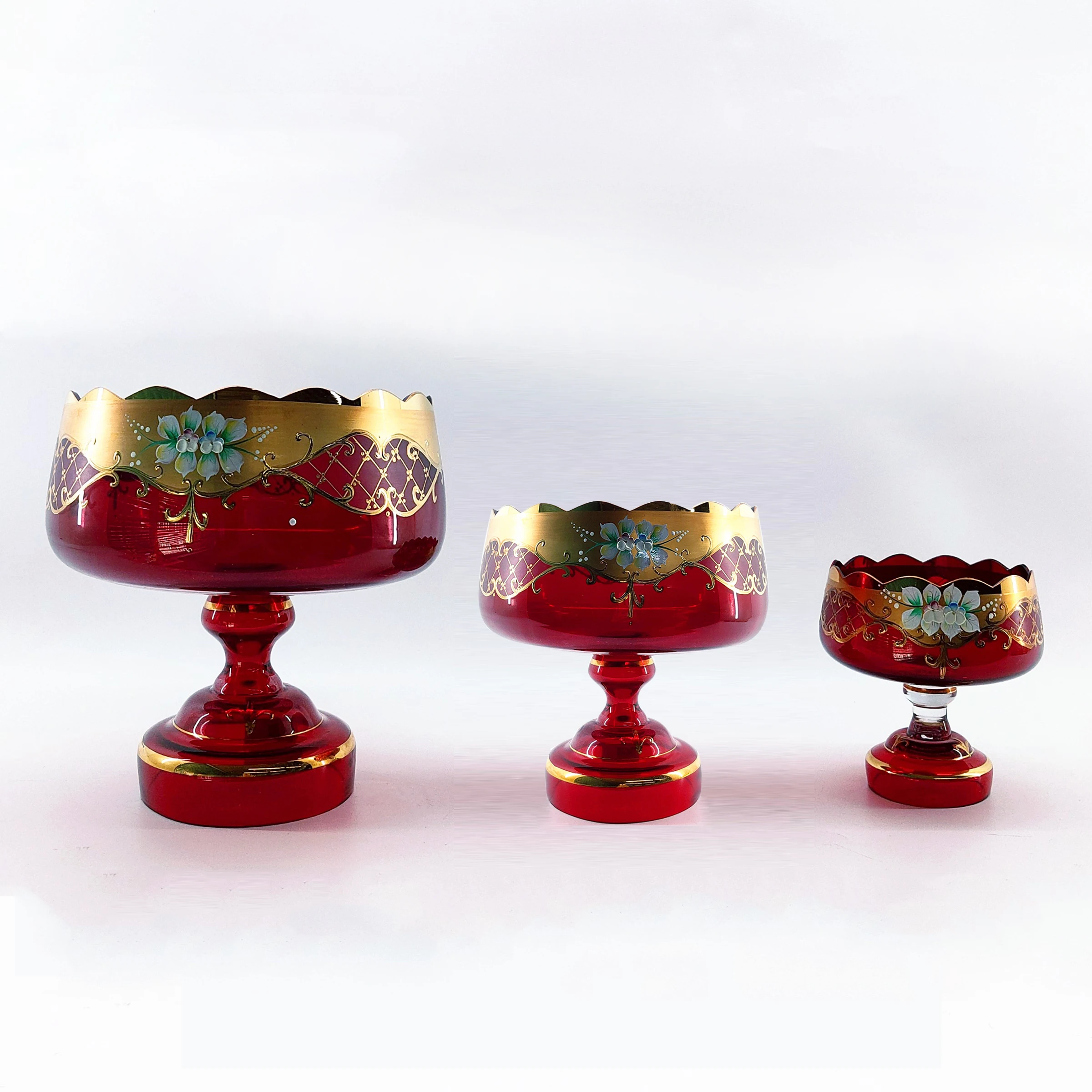 ready  to ship Golden glass  compote fruit tray  for home use