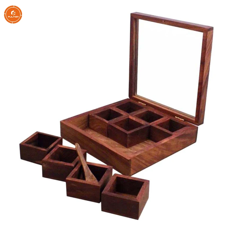 Antique Wooden Compartment Boxes/Spice Boxes/Presentation