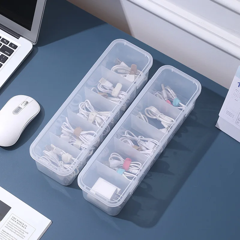 Plastic dustproof storage box Desktop data cable mobile phone charging cable Power cable storage bag