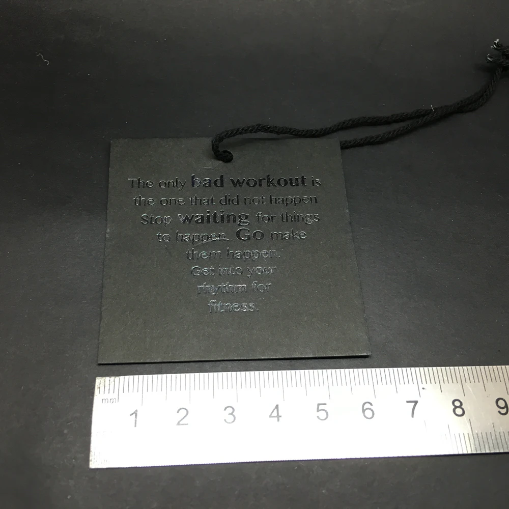 Recycled Coated Paper Shoes Jeans Garment Bags Luxury Emboss Foil Paper Elastic Cord String Swing Clothing Price Hang Tags