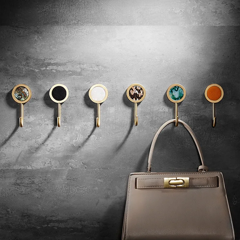Wholesale Nordic punch-free shell brass clothes hook bathroom wall hook  robe hooks
