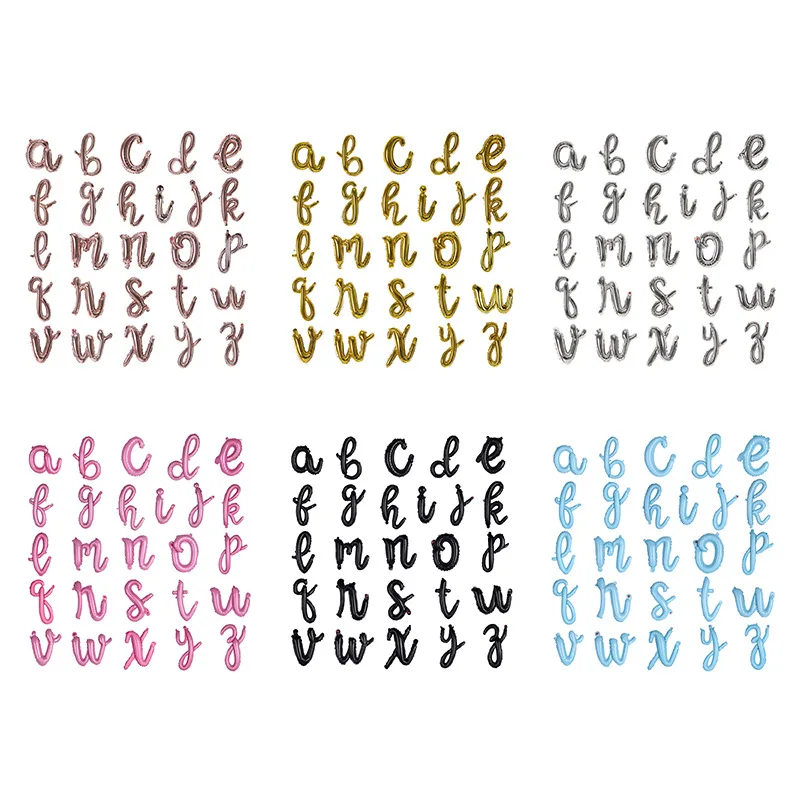 Spanish a-z Lowercase Letter Balloon Party Decoration 18 Inch Lowercase Aluminium Gold Foil Letter Balloon