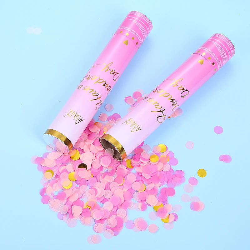 2022 New Design Pink Disposable Cylinder Confetti Cannon For Celebration Party