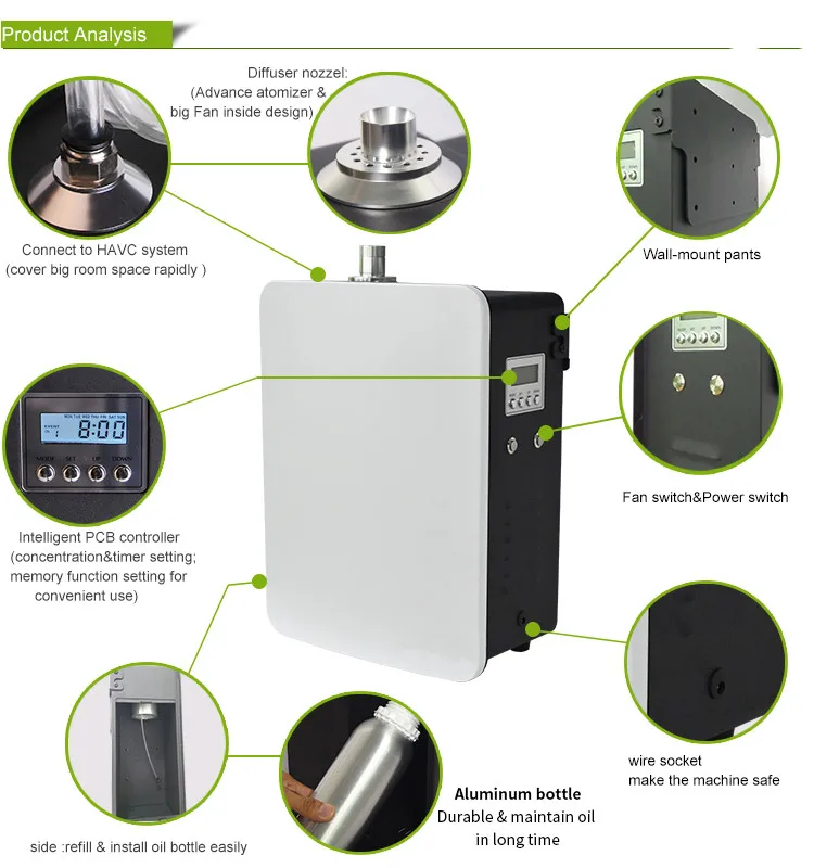 500ML Hotel Room Air Dispenser Portable Aroma Machine Electric Scent Diffuser Machine Smart Cold Air Technology Feel Comfortable