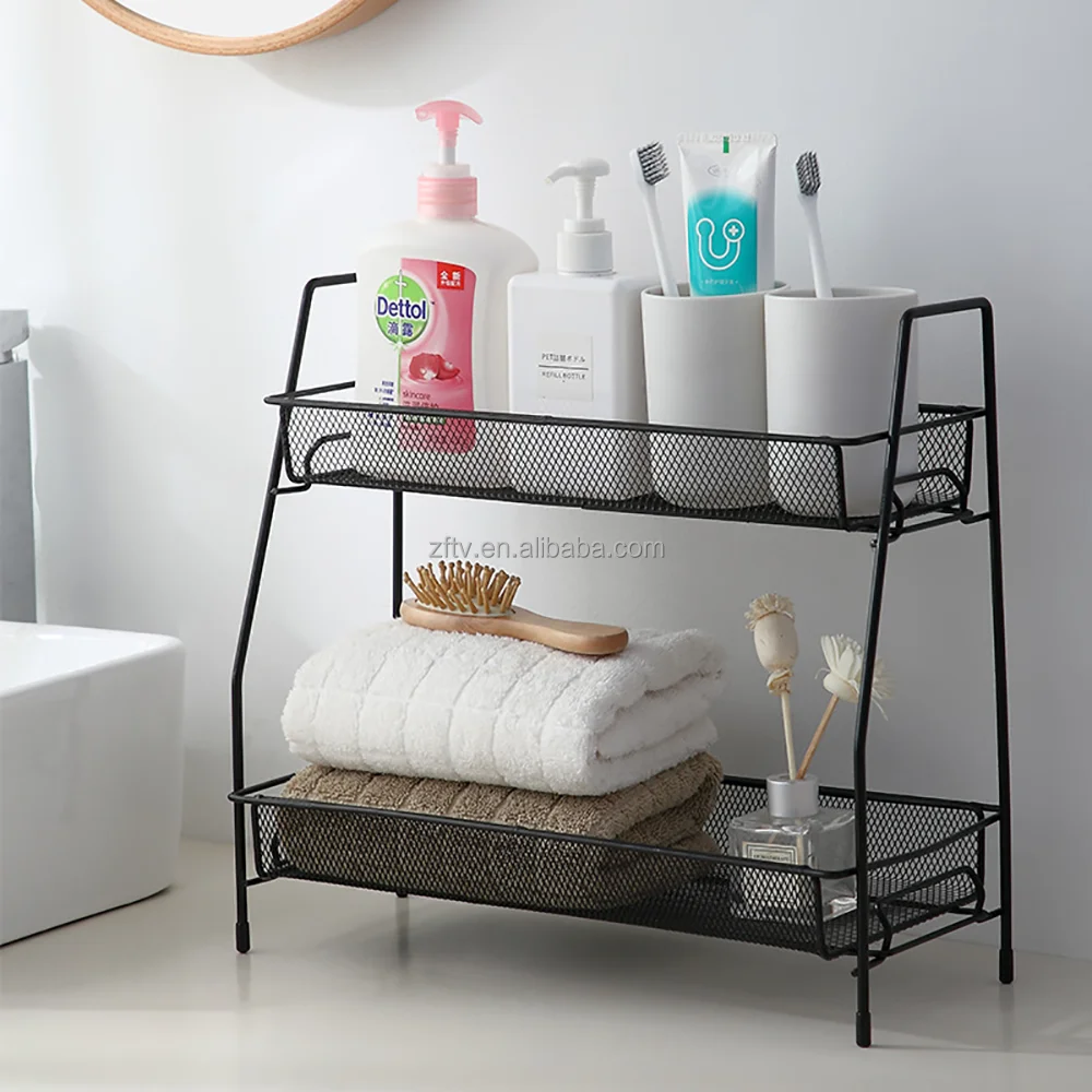 2 Tier Storage Basket,Under Sink Organizer Under Bathroom Sink Storage Organizer Bath Collection Baskets