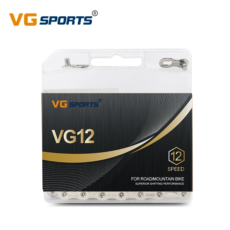  Сверхлегкая велосипедная цепь VG Sports на 12 Скоростей 126 звеньев серебряная Радужная титановая для горного и дорожного