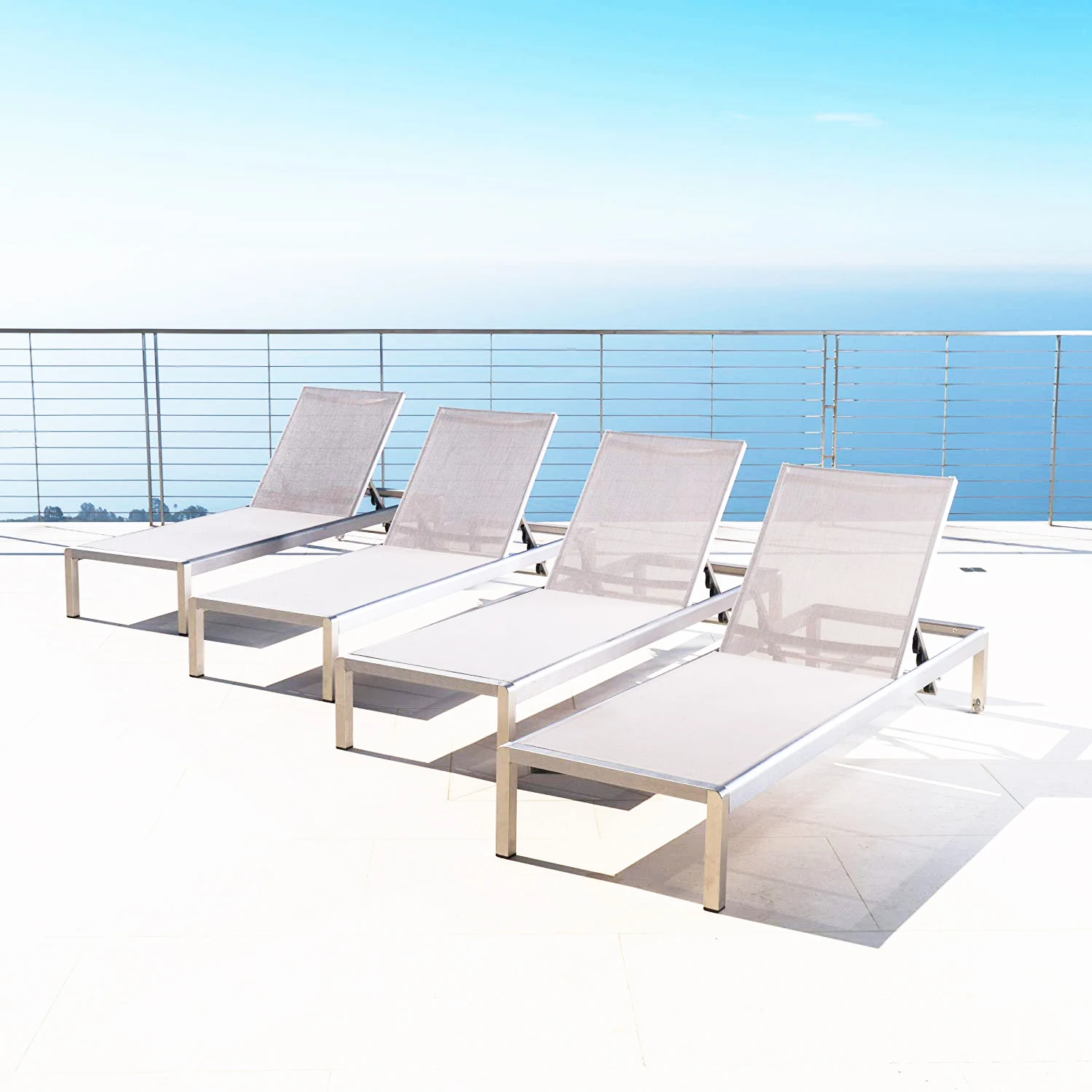 Outdoor Aluminum Chaise Aluminum Chaise Lounge Lounge Chair, Teslin Web Aluminium Outdoor Furniture Modern Garden Furniture