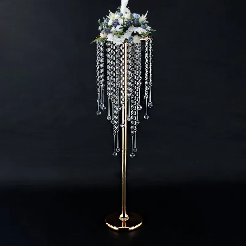 Customized Acrylic Gold Metal Candelabra Centerpieces Flower Tablebackdrop Stand Road Lead Wedding Party Indoor Decoration Props