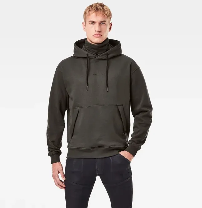 Custom Oversized Face Cover Maskes snood Hoodie Men Blank Thick Fleece Cotton Pullover Ninja Hoodies With Masked