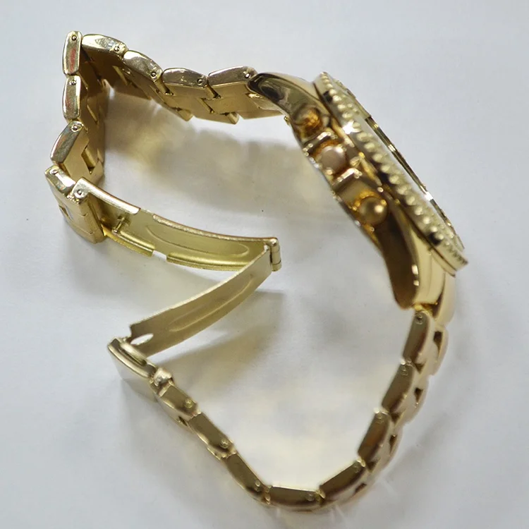 Custom Logo Luxury Gold Plate Movable Sand Bezel Steel Buckle With Calendar Chronograph Watches Men Wrist