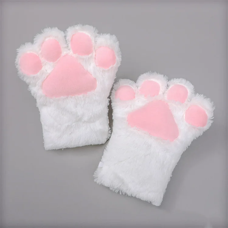 Fluffy Bear Cat Paw Gloves Plush Anime Novelty Cosplay Party Costume Glove