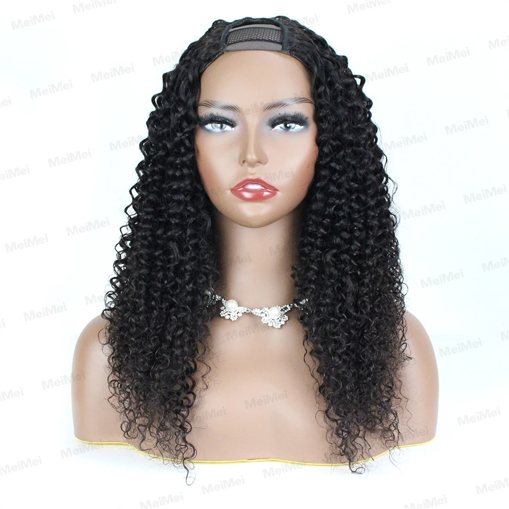 Wholesale Brazilian 100% Raw Indian Virgin Natural curly U Part Human Hair Wigs For Black Women
