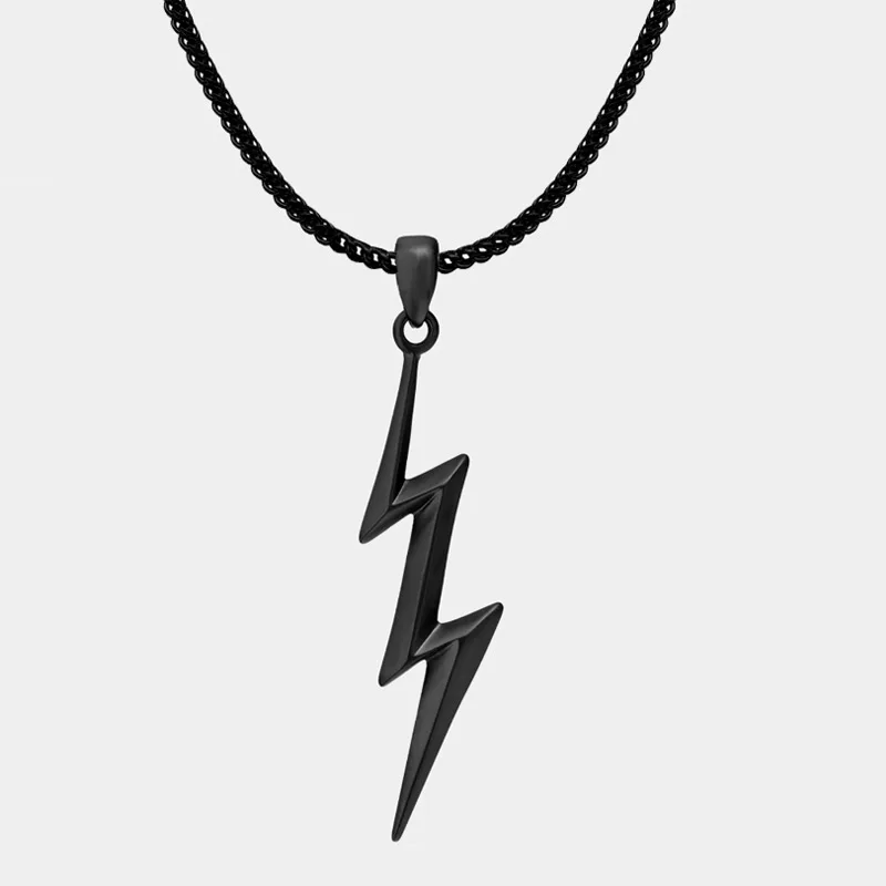 Personalized Fashion Hip-hop Thunderbolt Pendants Men Jewelry Silver Gold Black Stainless Steel Thunder Lightning Bolt Necklace