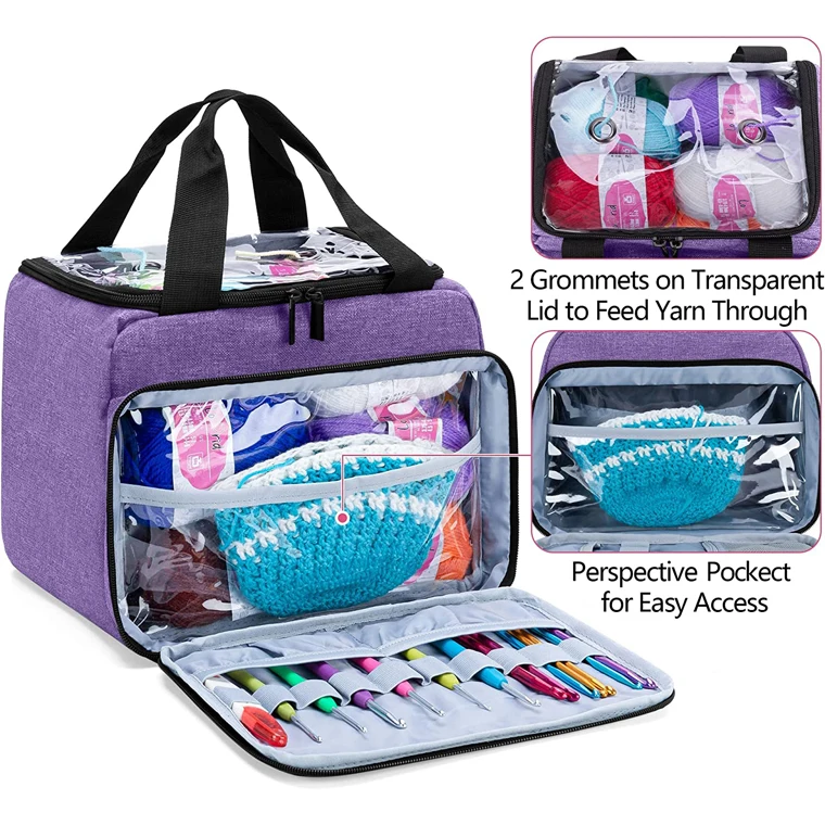 Small Yarn Project Organizer Storage Bag Portable Knitting Tote Bag