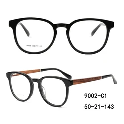 9002 latest women men oval optical acetate wooden spectacles