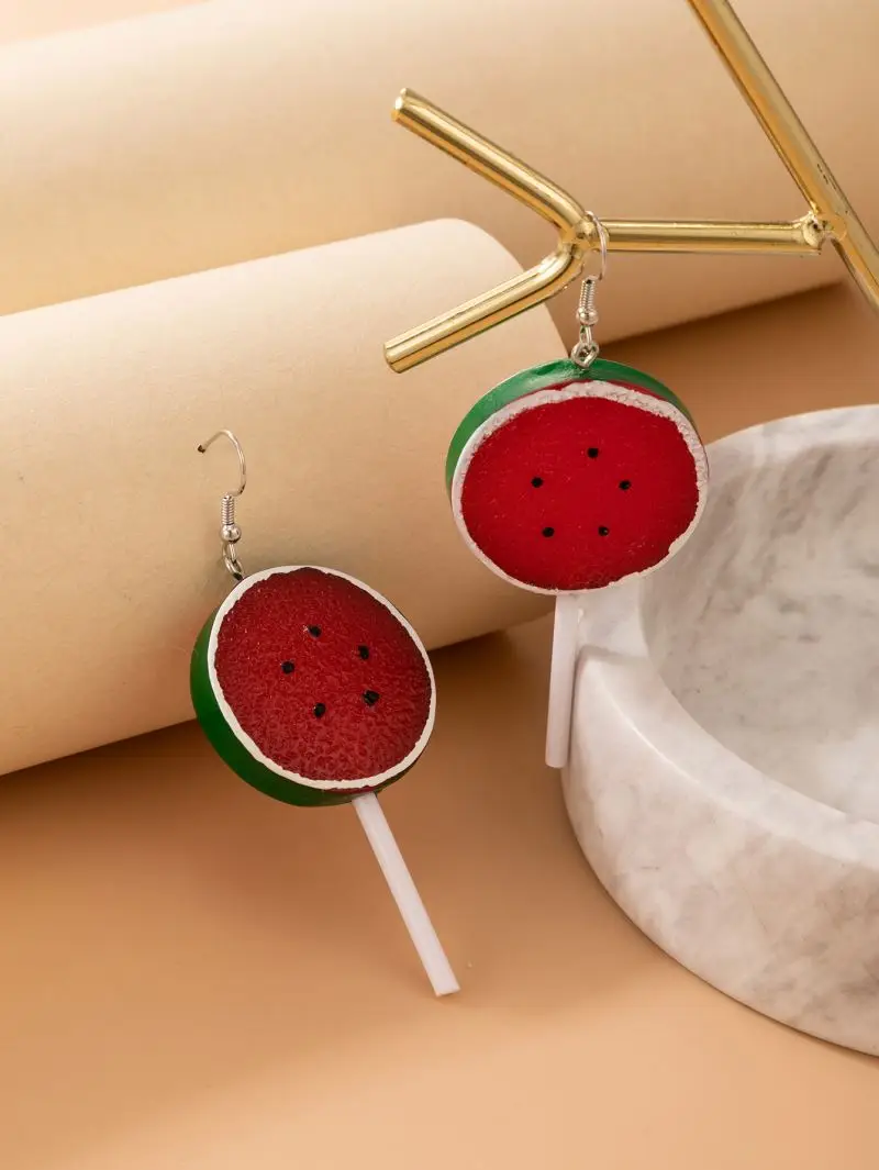 2022 new  fashion  amazon top seller alternative jewelry lemon lollipop resin ear hooks watermelon fruit drop dangle earrings