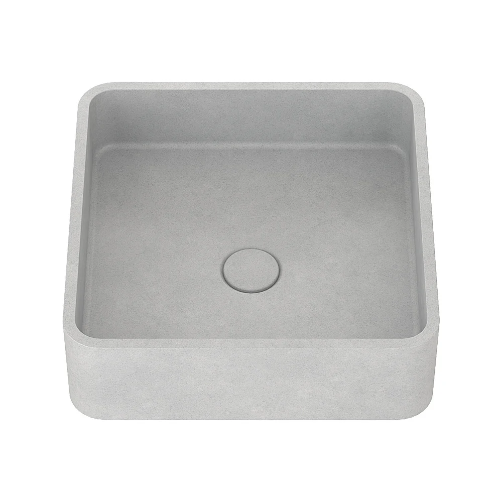 Natural Terrazzo Cement Sink Basins Bathroom Square Concrete Wash Basin