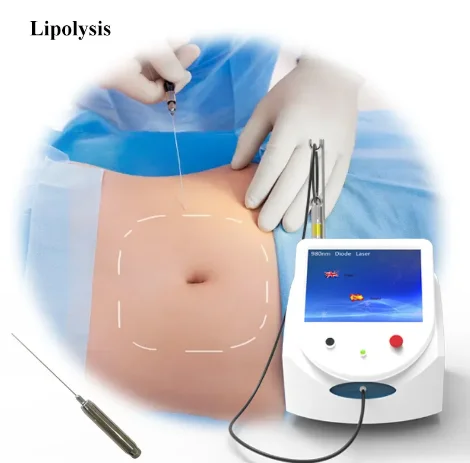 2024 980nm diode laser fiber endolaser face surgery machine plastic surgery spider vein remove  liposuction canula 4in1 device