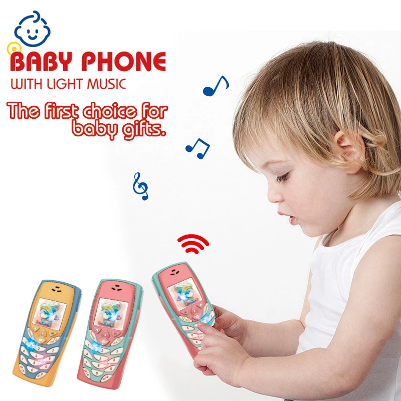 Baby Cartoon Cell Phone Toys with Lighting Music Battery Operated Mobiles Toys for Kids