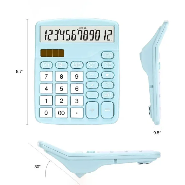 Custom 12 Digit Sensitive Button Standard Function Desktop Calculator with Large LCD Display