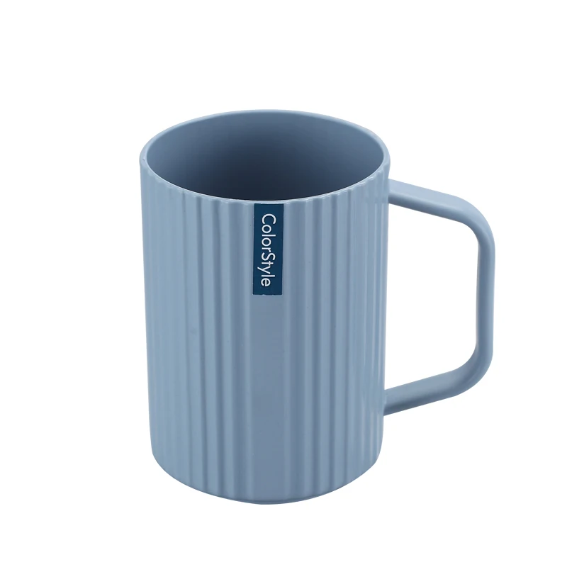 BPA Free Multipurpose Bathroom Gargle Toothbrush Holder Coffee Water Cup 13 oz Plastic Mug With Handle For Drinking